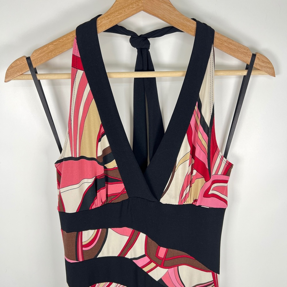 Byer Too! Womens Pink Psychedelic Swirl Y2K Halter Dress Asymmetrical Hem Size M - Picture 10 of 10